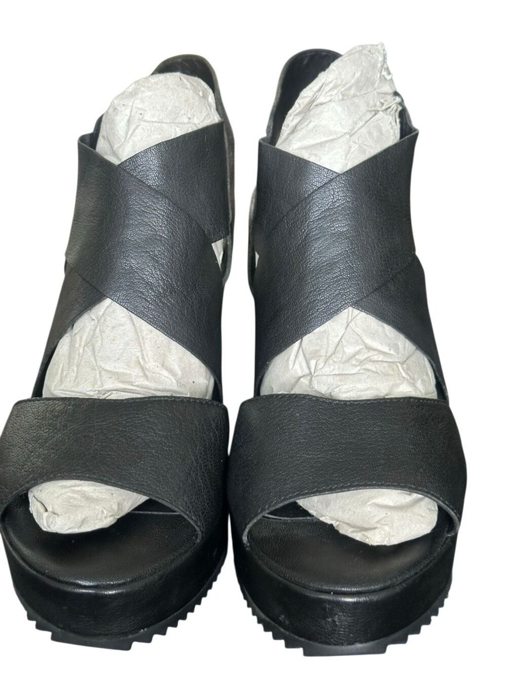 Eileen Fisher Whimsey Black Wedge Sandals Size 9
